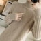 Women Wool Sweater Dress Autumn Winter, Mock Neck Ribbed Solid Knit, Elegant Party Dress for Ladies