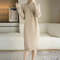 Women Wool Sweater Dress Autumn Winter, Mock Neck Ribbed Solid Knit, Elegant Party Dress for Ladies