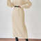 Women Autumn Winter Slouchy Solid Knit Turtleneck Long Sweater Dress Loose Knit Dress Ankle Length  1