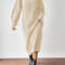 Women Autumn Winter Slouchy Solid Knit Turtleneck Long Sweater Dress Loose Knit Dress Ankle Length  6