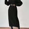 Women Autumn Winter Slouchy Solid Knit Turtleneck Long Sweater Dress Loose Knit Dress Ankle Length  4