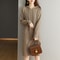 Vintage Retro Jersey Mujer Fall Winter Jumper Dress, Hooded Solid Straight Knitted, Loose Women Pullover Sweater Dress
