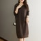 Vintage Retro Jersey Mujer Fall Winter Jumper Dress, Hooded Solid Straight Knitted, Loose Women Pullover Sweater Dress