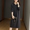 Vintage Retro Jersey Mujer Fall Winter Jumper Dress, Hooded Solid Straight Knitted, Loose Women Pullover Sweater Dress