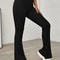 Black High Waist Bell-bottoms Pants Lady, Women Casual Knit Long Pants, Solid Pants Autumn Winter Office Trousers