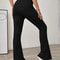 Black High Waist Bell-bottoms Pants Lady, Women Casual Knit Long Pants, Solid Pants Autumn Winter Office Trousers