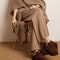Cashmere Straight Pants Autumn Winter, Thin Version Office Women's Pants, Knitted Warm Lounge Trousers Curled Hem