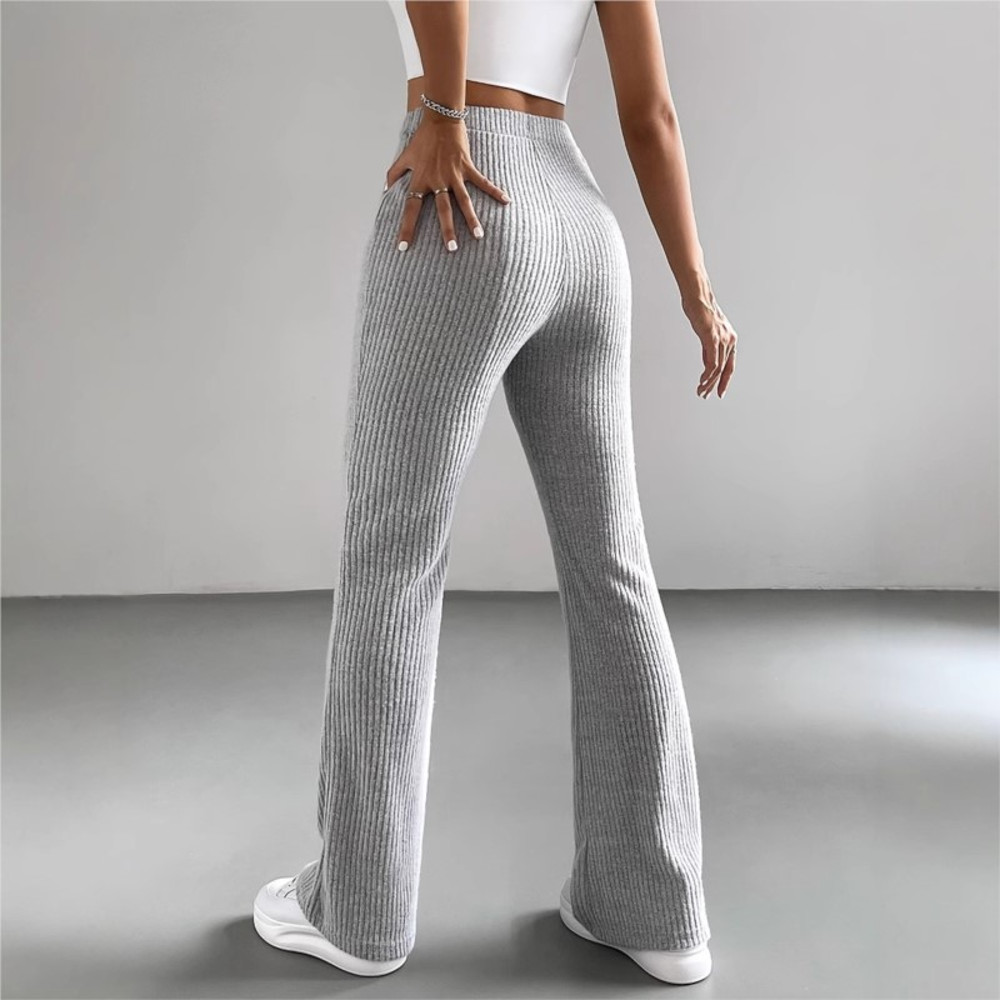 Fashion Elegant Versatile Slim Pants, Casual Knitted Elastic Waist Solid Color Sports Pants for Women Autumn Winter