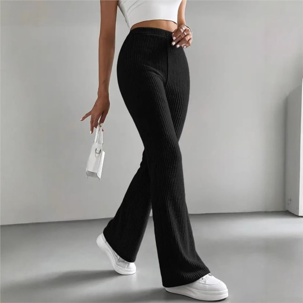 Fashion Elegant Versatile Slim Pants, Casual Knitted Elastic Waist Solid Color Sports Pants for Women Autumn Winter