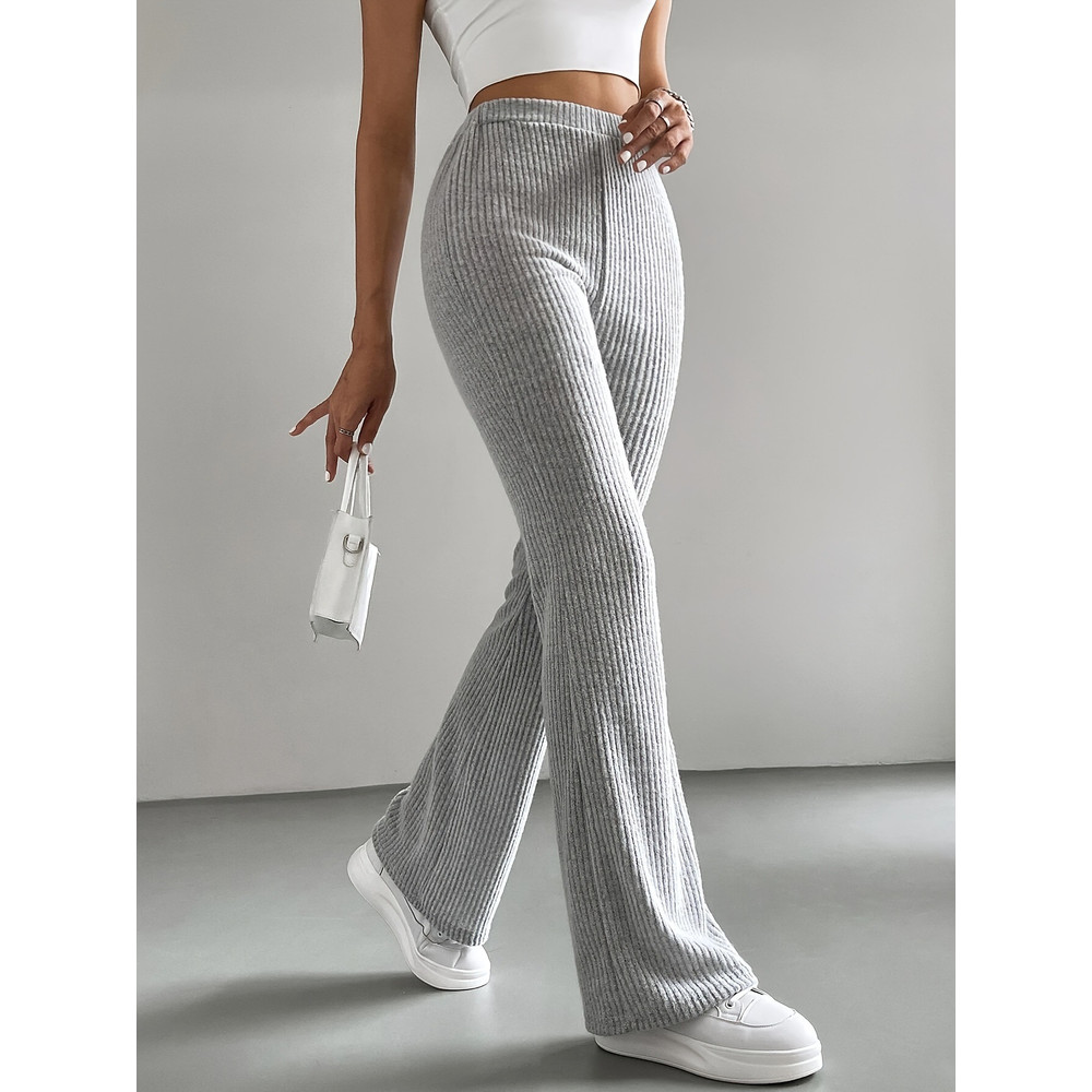 Fashion Elegant Versatile Slim Pants, Casual Knitted Elastic Waist Solid Color Sports Pants for Women Autumn Winter