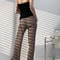 Women Autumn Winter Thick Knitted Pant Wide Leg Fashion Straight Trousers Casual Elastic Knit Pants 2