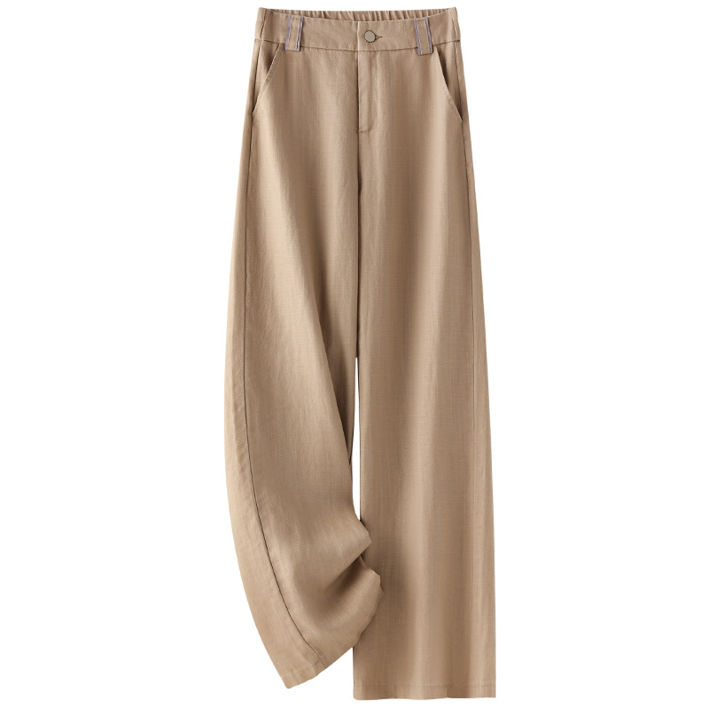 Summer High Waisted Linen Pants for Women, Lightweight Wide Leg Casual Trousers, Straight Leg Long Pants