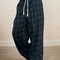 Casual Women Plaid Print Pants, High Waist Wide Leg Pants Lady Green, Autumn Winter Baggy Pants Ladies Trousers