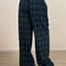 Casual Women Plaid Print Pants, High Waist Wide Leg Pants Lady Green, Autumn Winter Baggy Pants Ladies Trousers