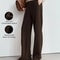 Winter Women Suede Wide Leg Trousers Minimalist False Placket Rear Rubber Band Waist Casual Pants S 0