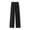 High Waist Women Suit Pants, Straight Office Trousers for Ladies, Casual Loose Fashion Button Coffee Black Pants