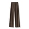 High Waist Women Suit Pants, Straight Office Trousers for Ladies, Casual Loose Fashion Button Coffee Black Pants