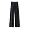 High Waist Women Suit Pants, Straight Office Trousers for Ladies, Casual Loose Fashion Button Coffee Black Pants