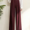 Office Lady Elegant High Waist Wide Leg Fashion Trousers with Pockets, New Burgundy Suits Pants for Women