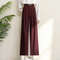 Office Lady Elegant High Waist Wide Leg Fashion Trousers with Pockets, New Burgundy Suits Pants for Women