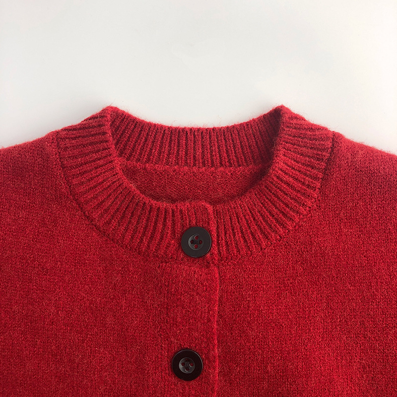 Autumn Winter Kids Sweater, Red Girls Knit Cardigan Jacket, New Year Christmas Knitwear Coat Boys Baby Sweater