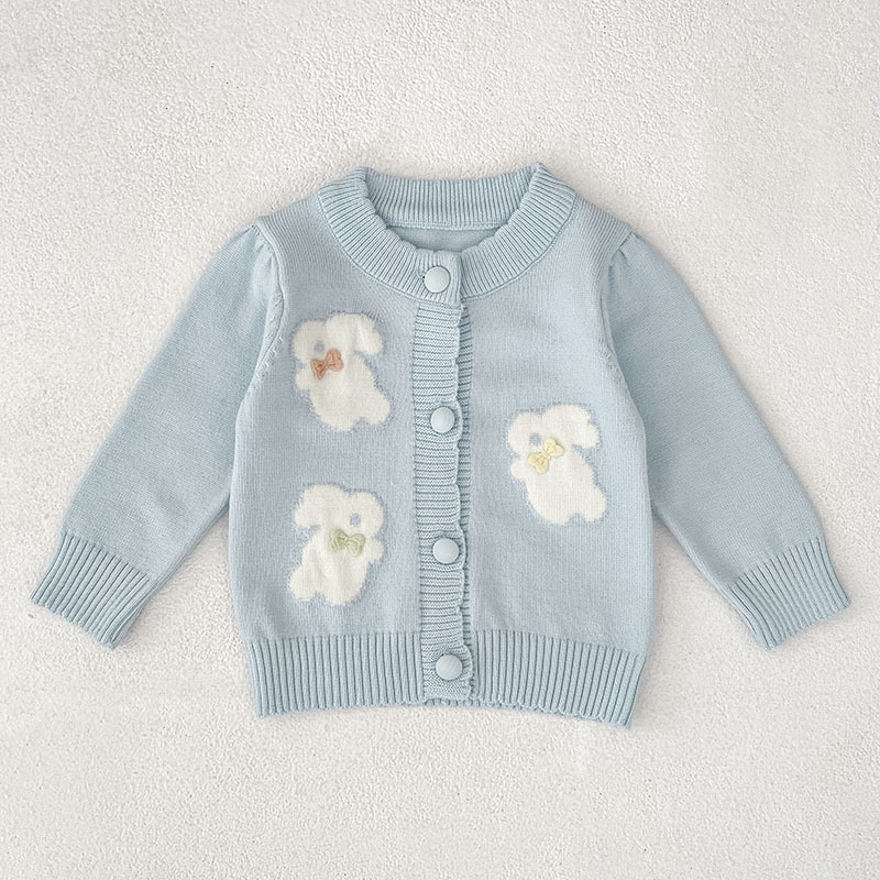 Soft Cotton Infant Jacket 0-2Y Baby Knitwear, Autumn Winter Baby Knit Cardigan, Korean Style Rabbit Sweater