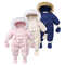 Velvet Warm Newborn Baby Overalls Baby Girl Winter Jumpsuit Plus Infant Girl Snowsuit Toddler Romper Outerwear Coat Cozy