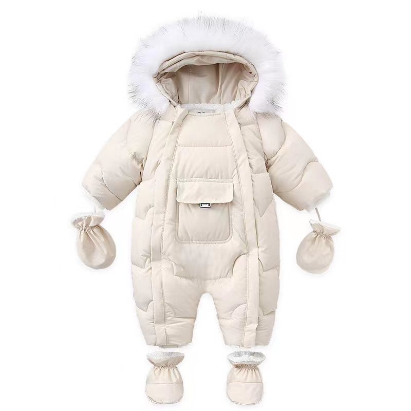 Velvet Warm Newborn Baby Overalls Baby Girl Winter Jumpsuit Plus Infant Girl Snowsuit Toddler Romper Outerwear Coat Cozy