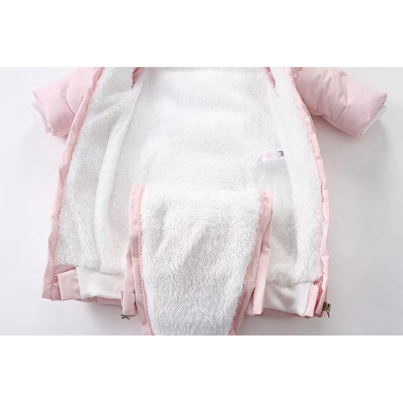 Velvet Warm Newborn Baby Overalls Baby Girl Winter Jumpsuit Plus Infant Girl Snowsuit Toddler Romper Outerwear Coat Cozy