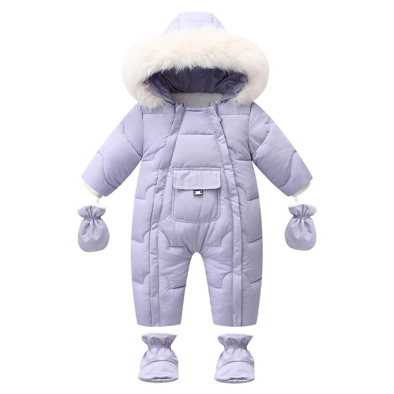 Velvet Warm Newborn Baby Overalls Baby Girl Winter Jumpsuit Plus Infant Girl Snowsuit Toddler Romper Outerwear Coat Cozy