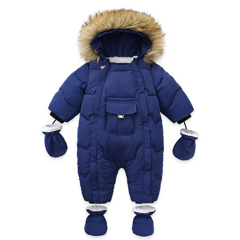 Velvet Warm Newborn Baby Overalls Baby Girl Winter Jumpsuit Plus Infant Girl Snowsuit Toddler Romper Outerwear Coat Cozy