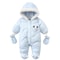 Korean Style Baby Boy Winter Jumpsuit with Cartoon Bear Plus Velvet Coat, Toddler Girl Snowsuit Winter Romper Outfit