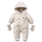 Korean Style Baby Boy Winter Jumpsuit with Cartoon Bear Plus Velvet Coat, Toddler Girl Snowsuit Winter Romper Outfit