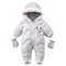 Korean Style Baby Boy Winter Jumpsuit with Cartoon Bear Plus Velvet Coat, Toddler Girl Snowsuit Winter Romper Outfit