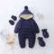 Plus Velvet Hooded Newborn Baby Jumpsuit Warm Snowsuit for Baby Boys, Toddler Snow Suit Baby Girl Cotton Overalls Romper