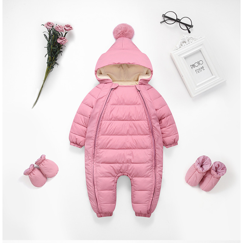 Plus Velvet Hooded Newborn Baby Jumpsuit Warm Snowsuit for Baby Boys, Toddler Snow Suit Baby Girl Cotton Overalls Romper