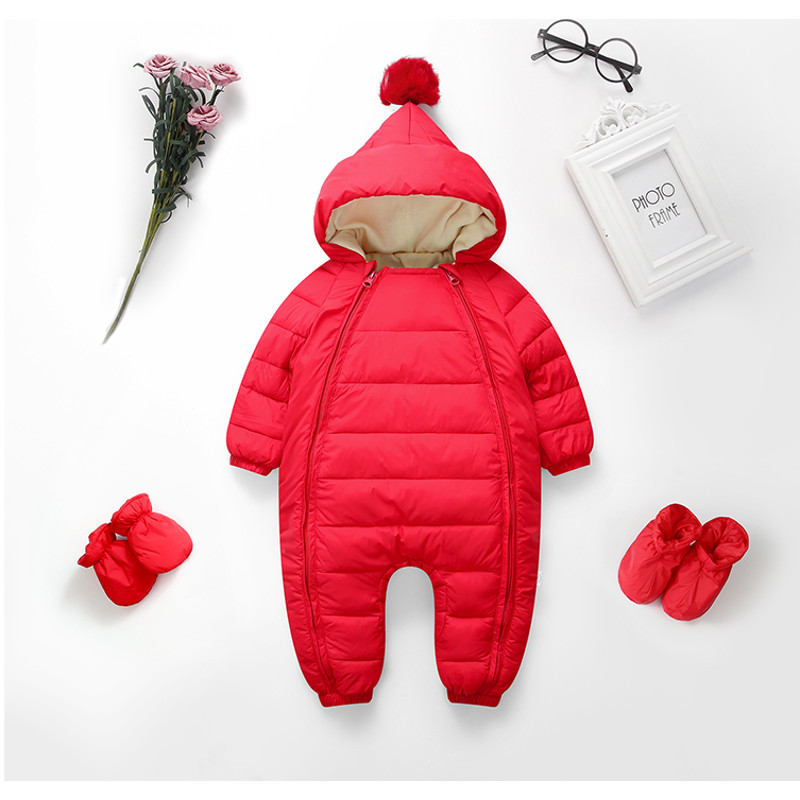 Plus Velvet Hooded Newborn Baby Jumpsuit Warm Snowsuit for Baby Boys, Toddler Snow Suit Baby Girl Cotton Overalls Romper
