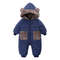 New Style Newborn Baby Boys Girls Fleece Lined Warm Jumpsuit, Hooded Bear Ear Winter Romper Snowsuit Infant Outerwear