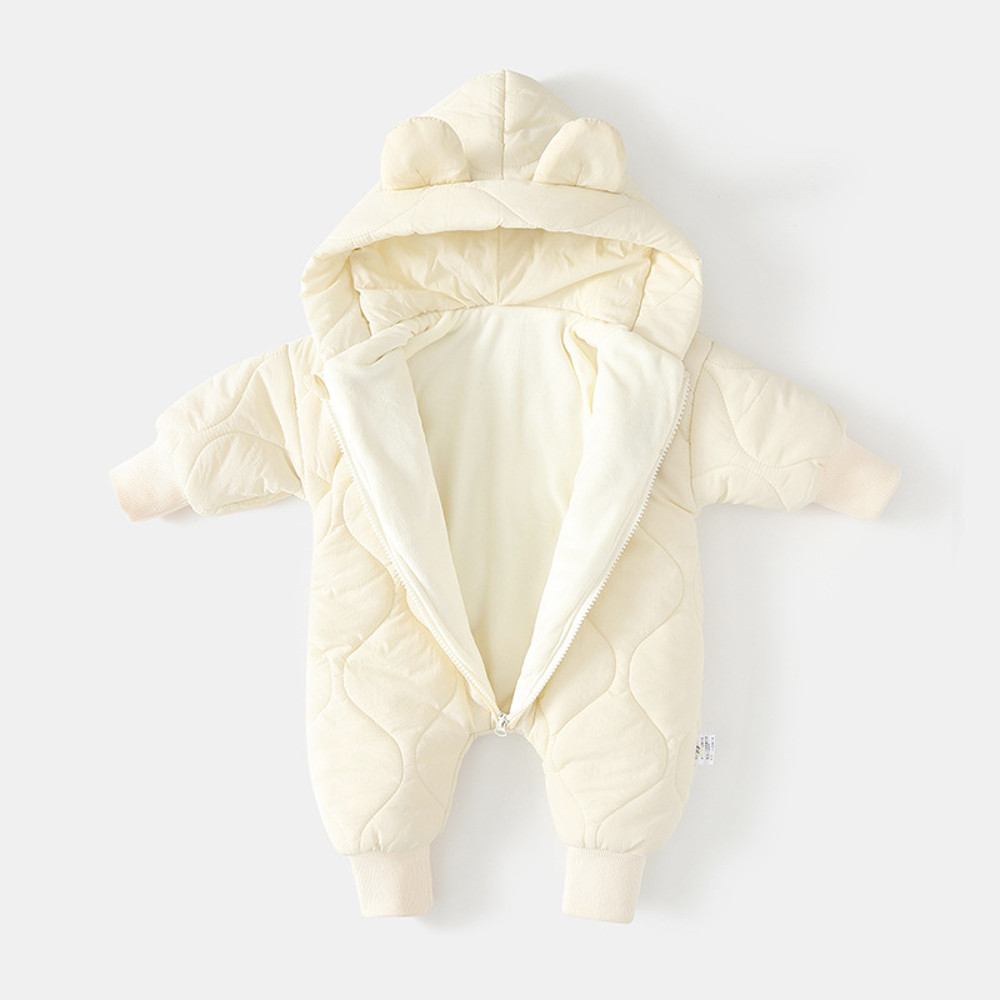 Warm Fur Lining Winter Baby Outwear Clothing Toddler Girl Boy Rompers Cartoon Bear Infant Jumpsuit Waterproof Snowsuit