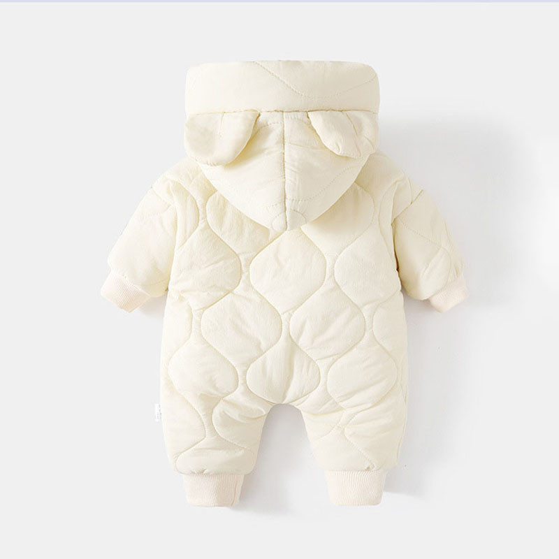 Warm Fur Lining Winter Baby Outwear Clothing Toddler Girl Boy Rompers Cartoon Bear Infant Jumpsuit Waterproof Snowsuit