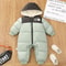 Infant Babys Girls Ski Suits Winter Spliced Thicken Warm Newborn Jumpsuits Plush Hooded Parkas Kids Girls Snowsuits