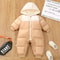 Infant Babys Girls Ski Suits Winter Spliced Thicken Warm Newborn Jumpsuits Plush Hooded Parkas Kids Girls Snowsuits