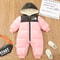 Infant Babys Girls Ski Suits Winter Spliced Thicken Warm Newborn Jumpsuits Plush Hooded Parkas Kids Girls Snowsuits