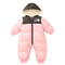 Infant Babys Girls Ski Suits Winter Spliced Thicken Warm Newborn Jumpsuits Plush Hooded Parkas Kids Girls Snowsuits
