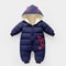 Cartoon Hooded Snowsuit New born Plus Velvet Baby Costume Winter Cotton Overalls Rompers for Toddler Boy Girl