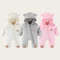 Infant Baby Girls Boy Winter Fleece Thickened Onesie 0-12M Newborn Baby Romper Bear Ear Hooded Jumpsuit with Pocket