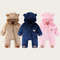 Infant Baby Girls Boy Winter Fleece Thickened Onesie 0-12M Newborn Baby Romper Bear Ear Hooded Jumpsuit with Pocket