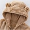 Infant Baby Girls Boy Winter Fleece Thickened Onesie 0-12M Newborn Baby Romper Bear Ear Hooded Jumpsuit with Pocket