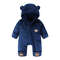 Infant Baby Girls Boy Winter Fleece Thickened Onesie 0-12M Newborn Baby Romper Bear Ear Hooded Jumpsuit with Pocket