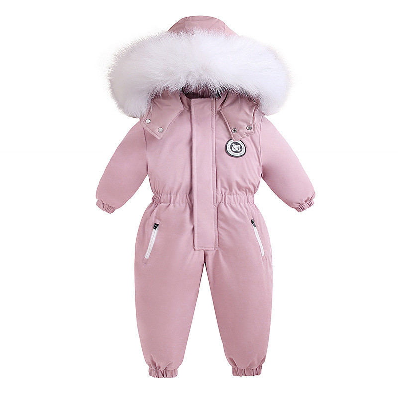 Warm Plus Velvet Winter Ski Suit Baby Jumpsuit Boy Overalls Kids Toddler Girl Clothes Children Clot 4